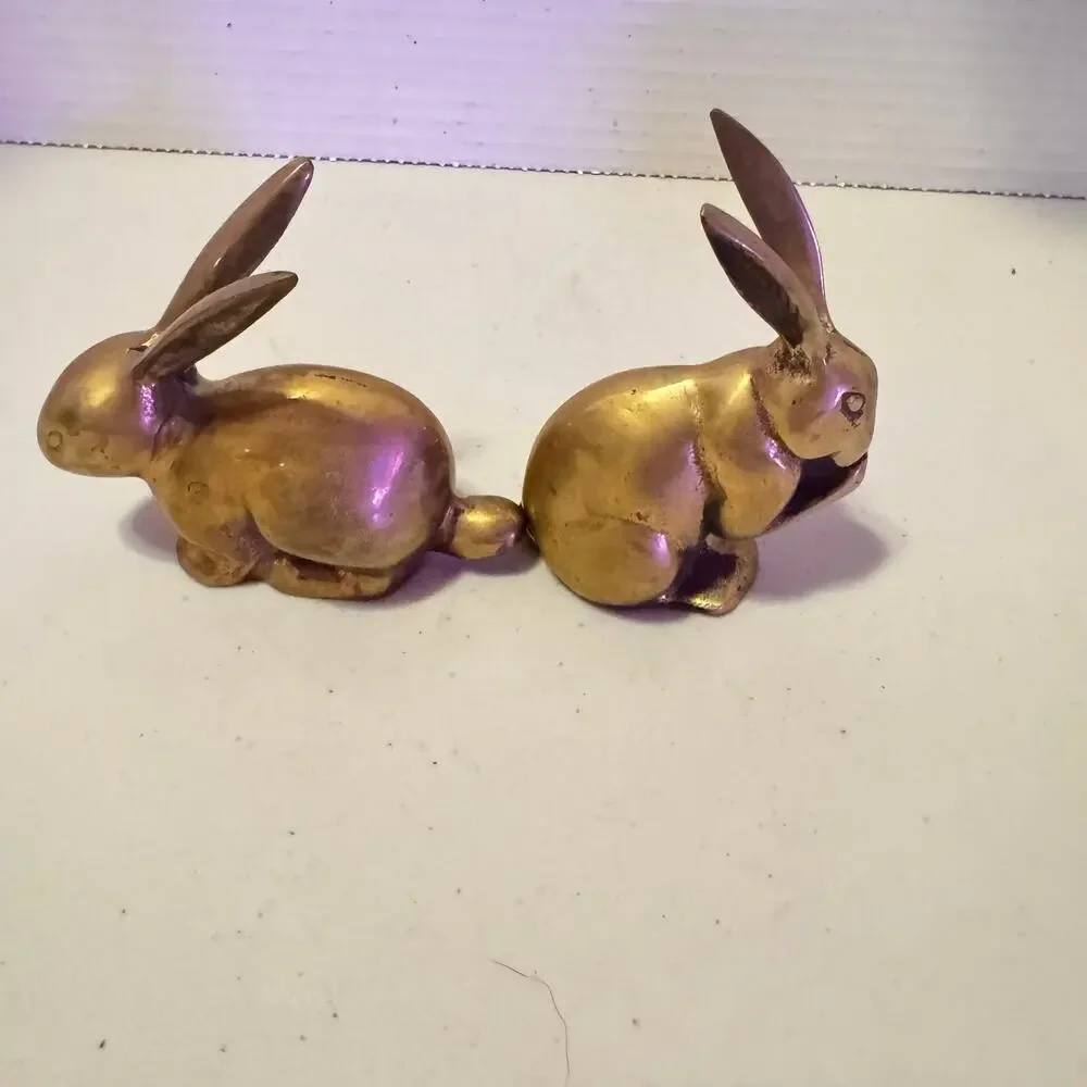 Solid Brass Rabbits (2) 3”x3” SUPER CUTE!!!